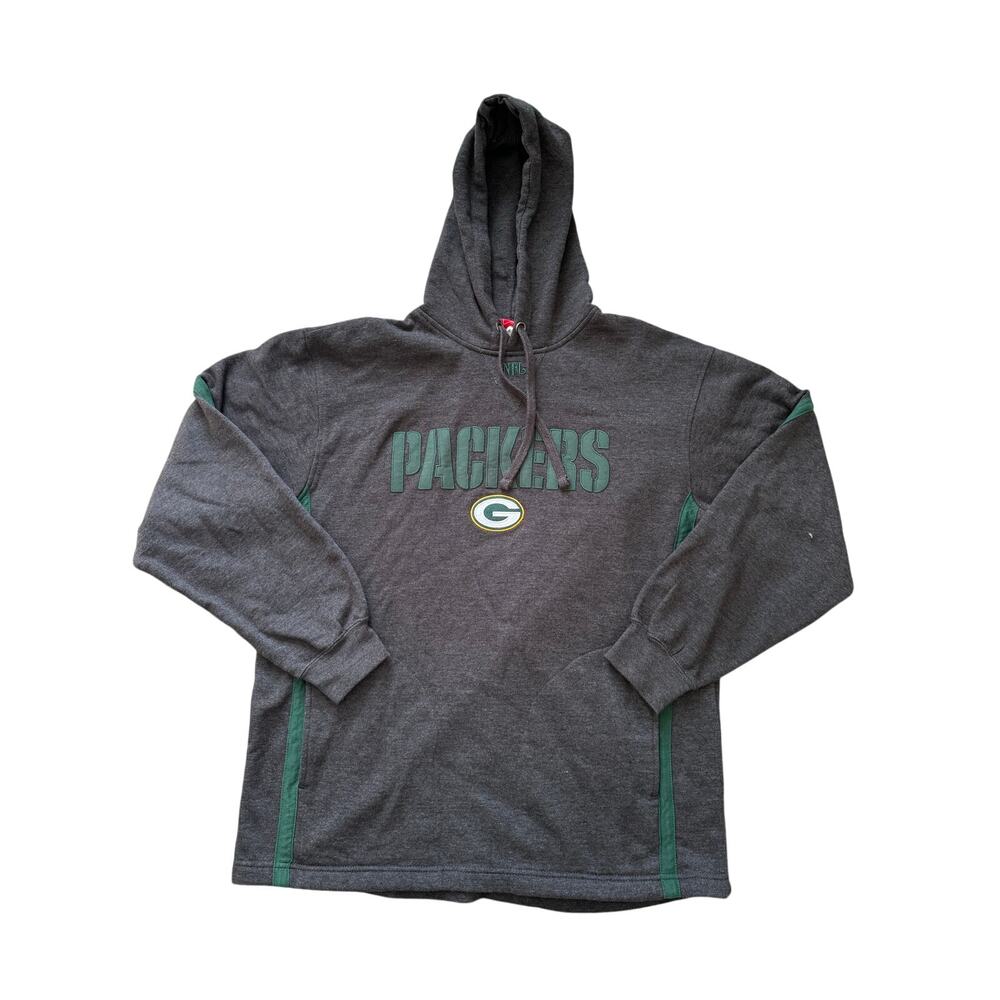 NFL Team Apparel Green Bay Packers Hoodie Mens Large Gray Pullover Sweatshirt
